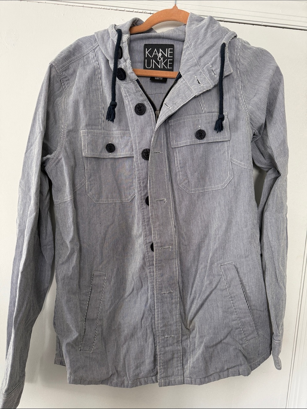 Kane & Unke Men's Light Gray Hooded Field Jacket